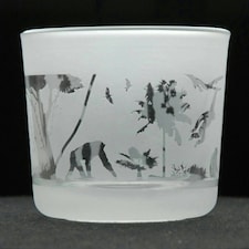 Animo Glass Engraved Votive Tealight Holder Monkey