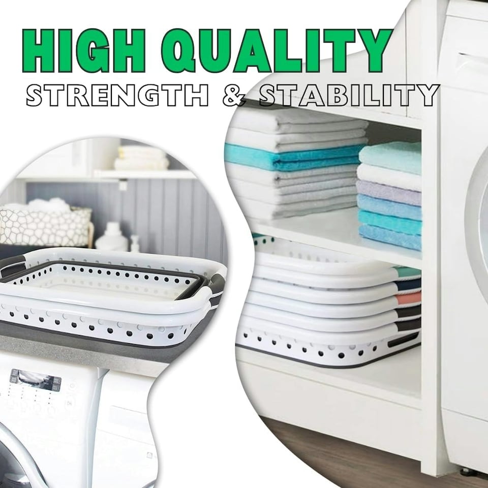 image 1 of Marco Paul Collapsible Laundry Basket Folding Pop Up Washing Bin Clothes Storage White