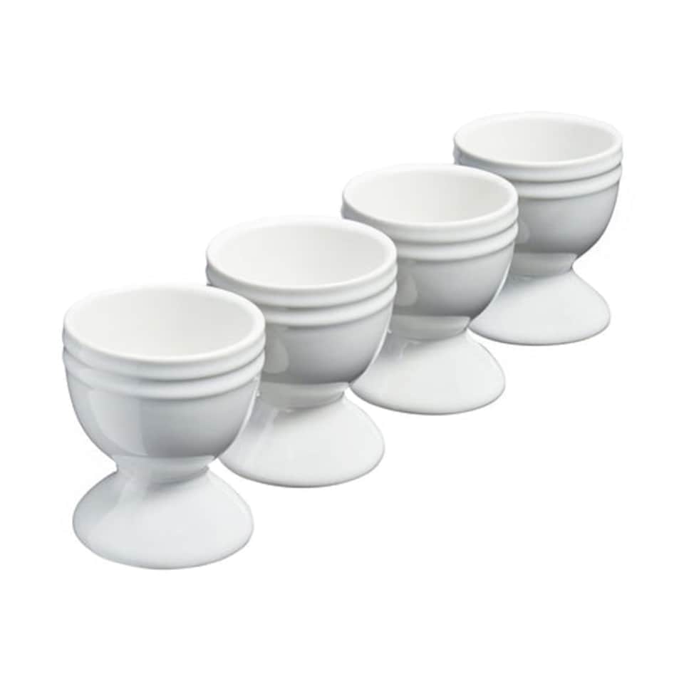 image 1 of Cooks Professional 4 Piece Egg Cup Set - Dishwasher Safe Stoneware | White | White | 4