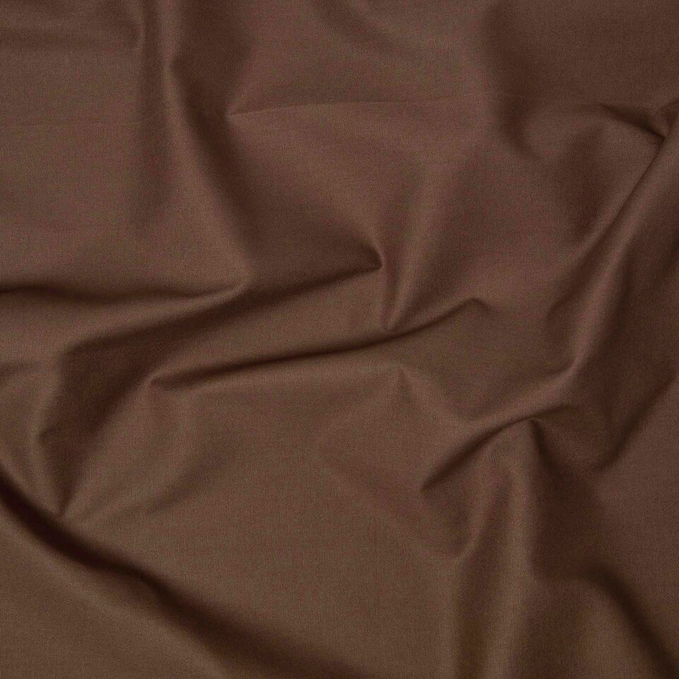 image 1 of Homescapes Pure Cotton Plain Brown Fabric 150 cm Wide | Brown | 150cm(60") wide, sold per metre length