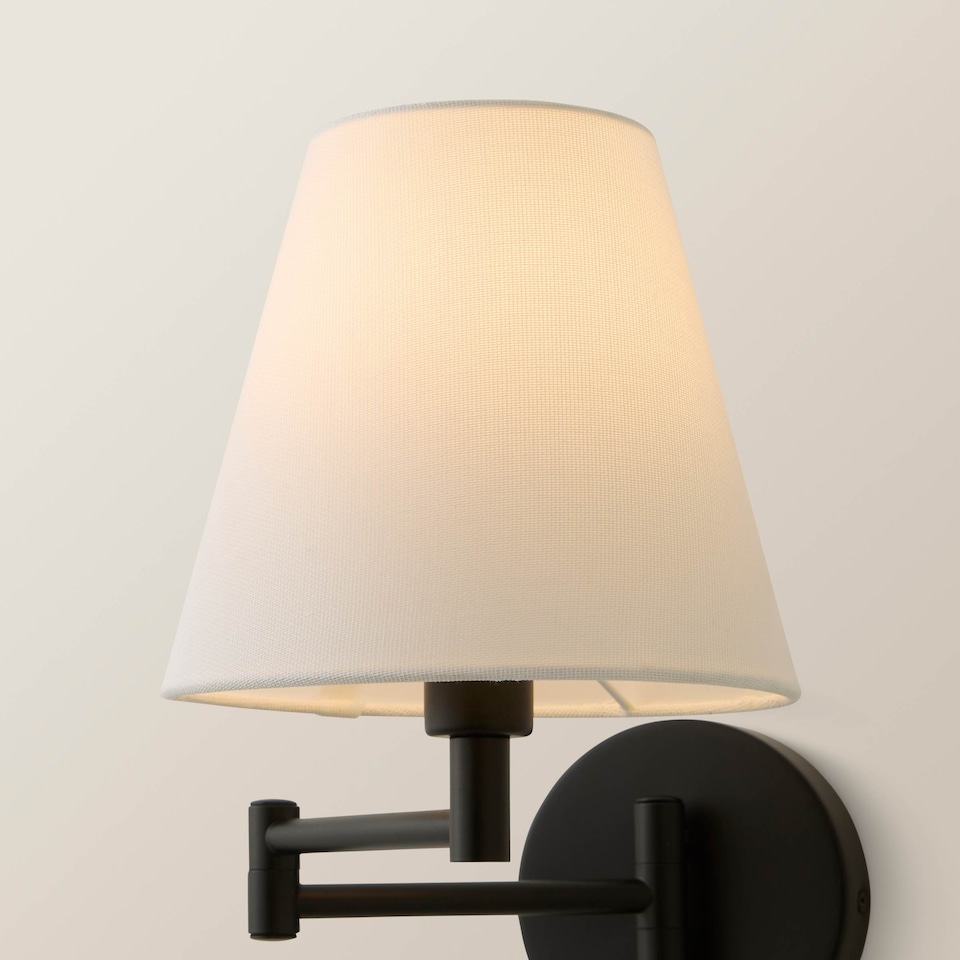 image 1 of ValueLights Sonia Pair Black Swing Arm Wall Lights Taper Shade | Black