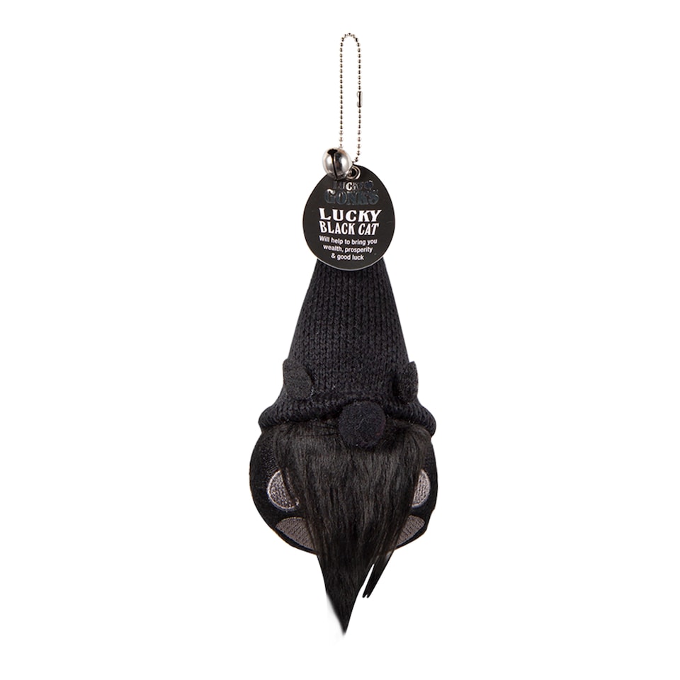image 1 of Pre-personalised Lucky Gonk Mascot Keyring For Bag Or Backpack - Lucky Black Cat - 136 Names and Themes Available | Black