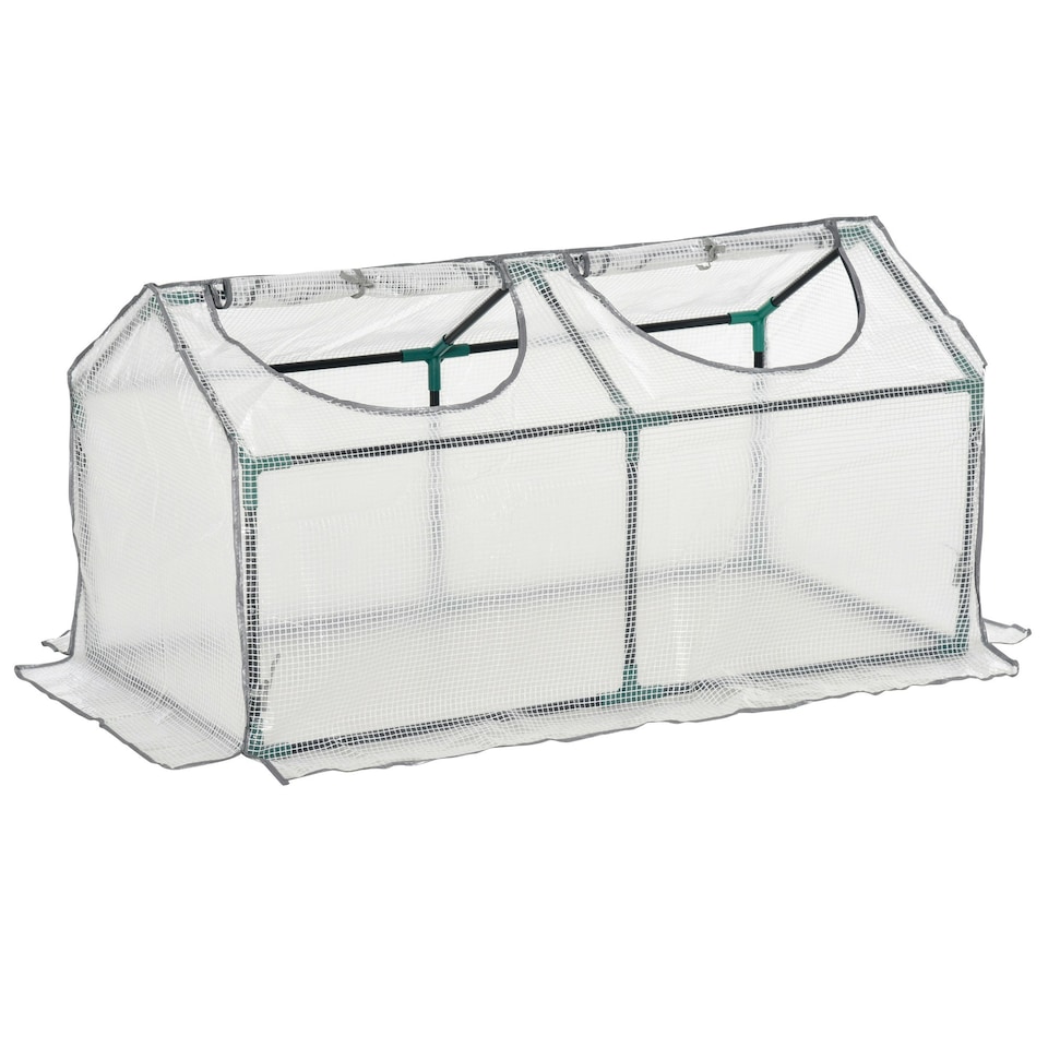 image 1 of Outsunny Greenhouse Plants Foil Tomato Vegetable House W/ 2 Windows White