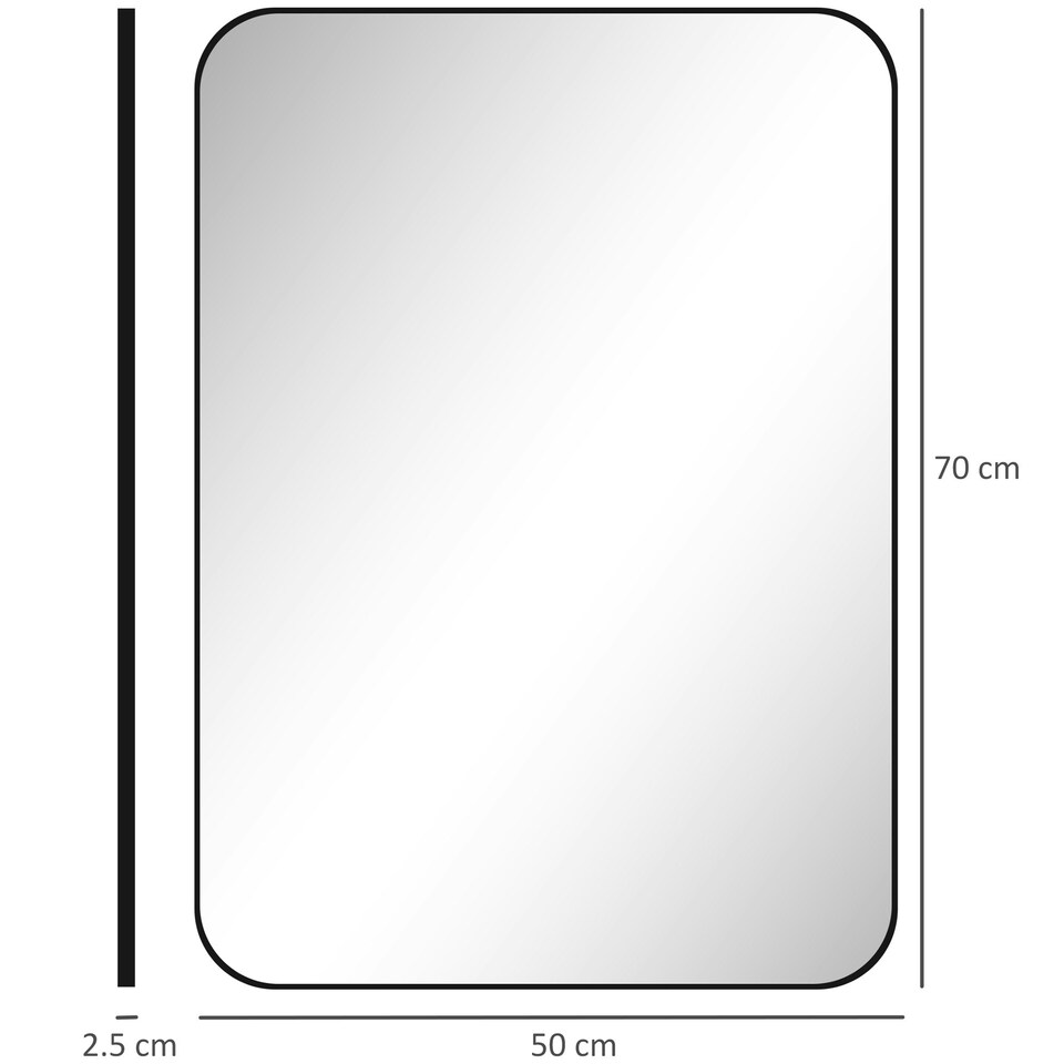 image 1 of HOMCOM 70cm Rectangle Mirror, Wall Mirror for Bathroom, Black