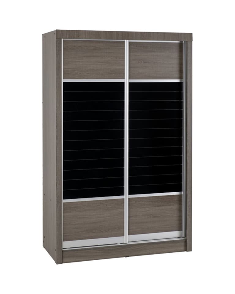 image 1 of Lisbon 2 Door Sliding Wardrobe - L56 x W117.5 x H187.5 cm - Black Wood Grain | Black
