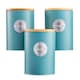 image 3 of Cooks Professional 5 Piece Ribbed Tea Coffee Sugar Bread & Biscuit Cannisters with Labels | Blue | Teal & Silver