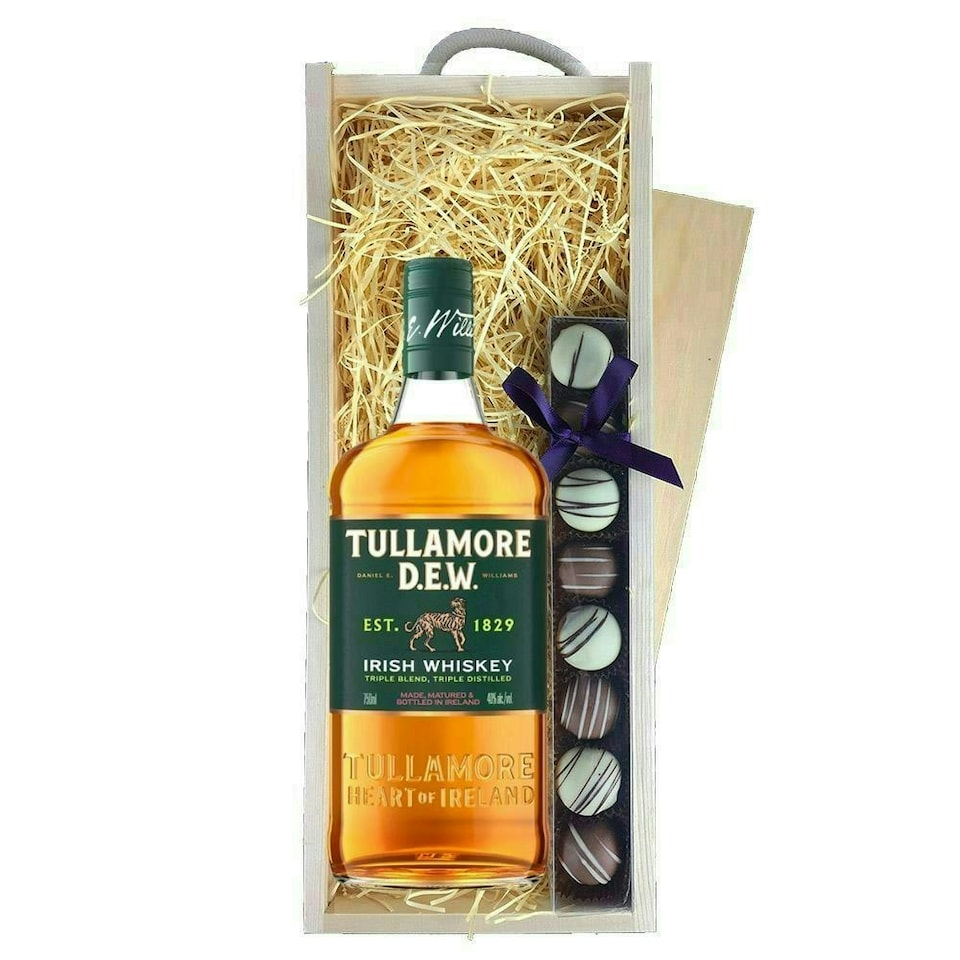 image 1 of Tullamore Dew Irish Whiskey & Truffles, Wooden Box 70cl 40% abv