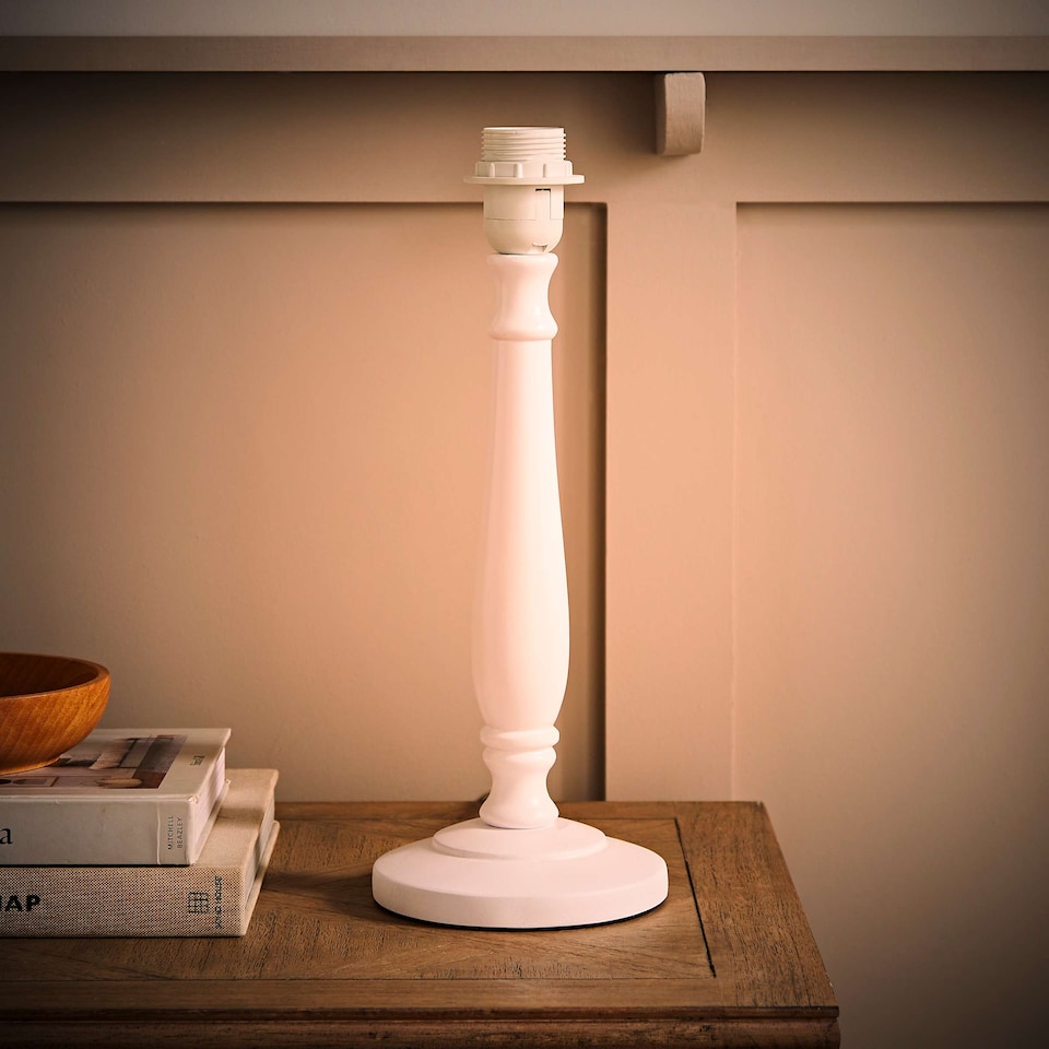 image 1 of ValueLights Victoria White Wood Traditional Stem Table Lamp Base