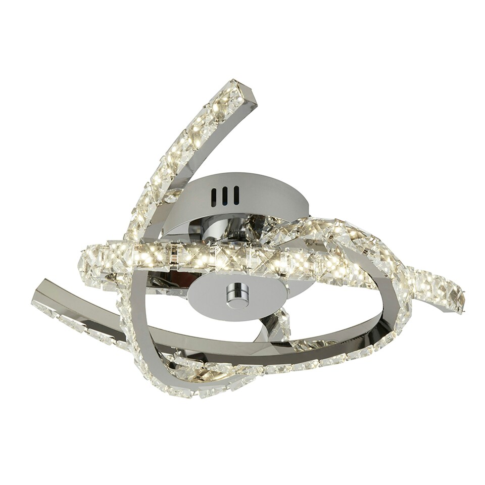 image 1 of 3 Arm LED Semi Flush, Crystal Inserts