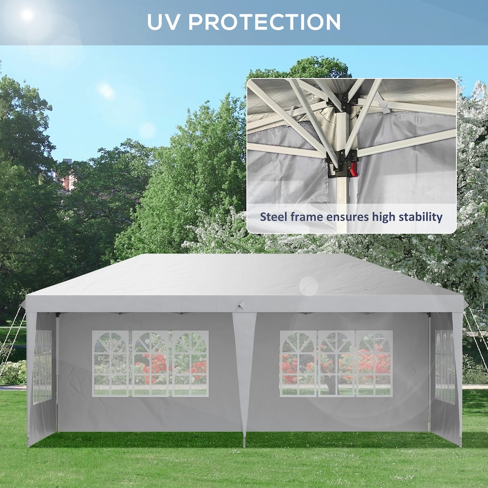 image 1 of Outsunny 3 x 6m Heavy Duty Gazebo Marquee Party Tent with Storage Bag Grey