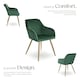 image 3 of Chair Marilyn with Velvet Cover, Gold Steel Legs and Plush Padding | Green | dark green/gold | 4
