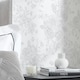 image 1 of Romantic Roses Wallpaper in Grey on White Multi