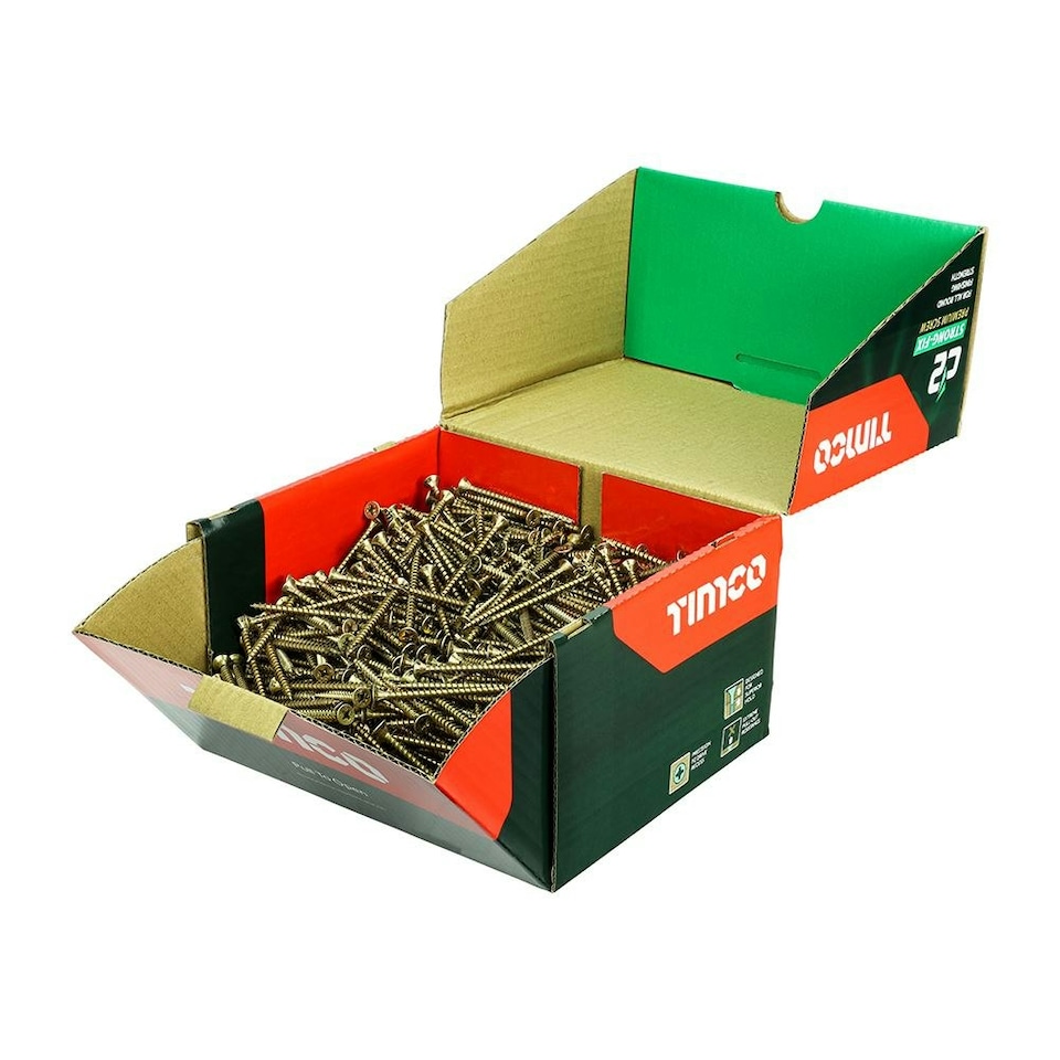 image 1 of Timco - C2 Strong-Fix Multi-Purpose Premium Screws - Industry Pack - PZ - Double Countersunk - Yellow (Size 5.0 x 70 - 1000 Pieces)