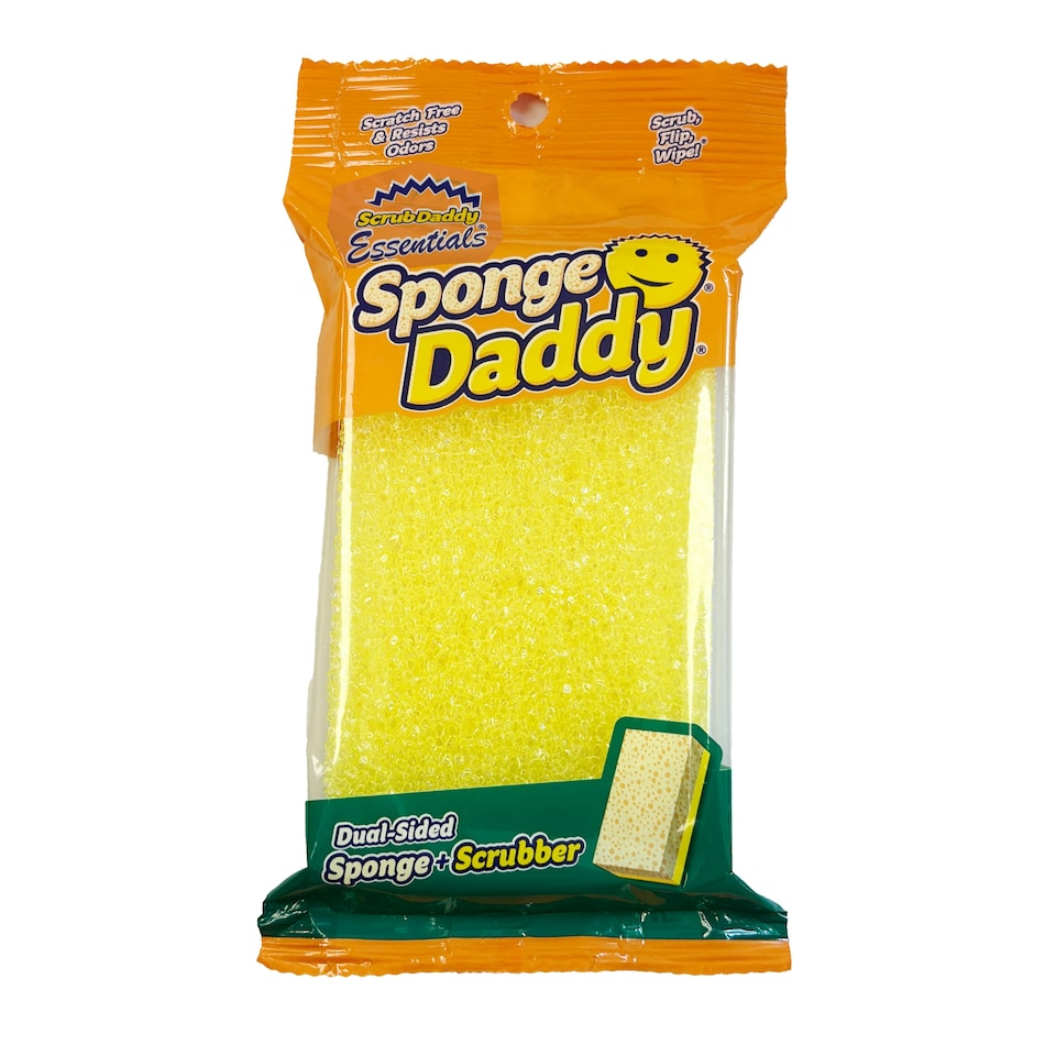 Sponge Daddy Dual-Sided Sponge and Scrubber Yellow