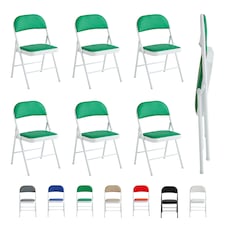 Set of 6 Folding Dining Chairs with Metal Frame and Padded Seats