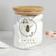 image 1 of Personalised Bee Glass Jar with Bamboo Lid