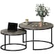 image 9 of HOMCOM 2 Pcs Stacking Coffee Table Set Steel Frame Marble-Effect Top Foot Pads 