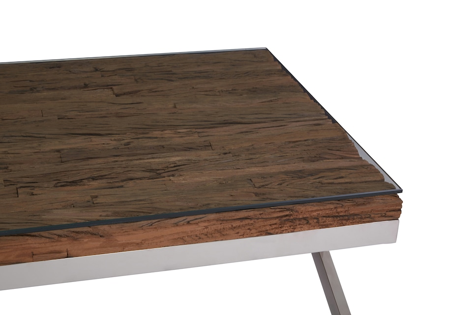 image 1 of Interiors by Premier Natural Wood Coffee Table With Cross Base Design, Rectangular Wooden Table For Livingroom, Solid Mango Wood | Brown