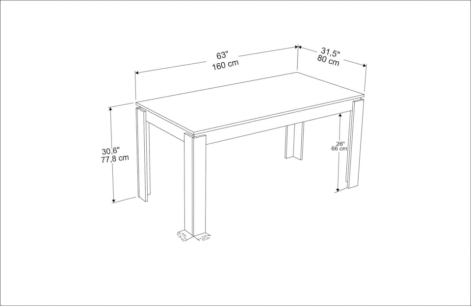 image 1 of Decorotika Manhattan Rectangular Dining Table for 6 - 80 cm H x 160 cm W x 80 cm D | Multi | Oak and Grey | 1