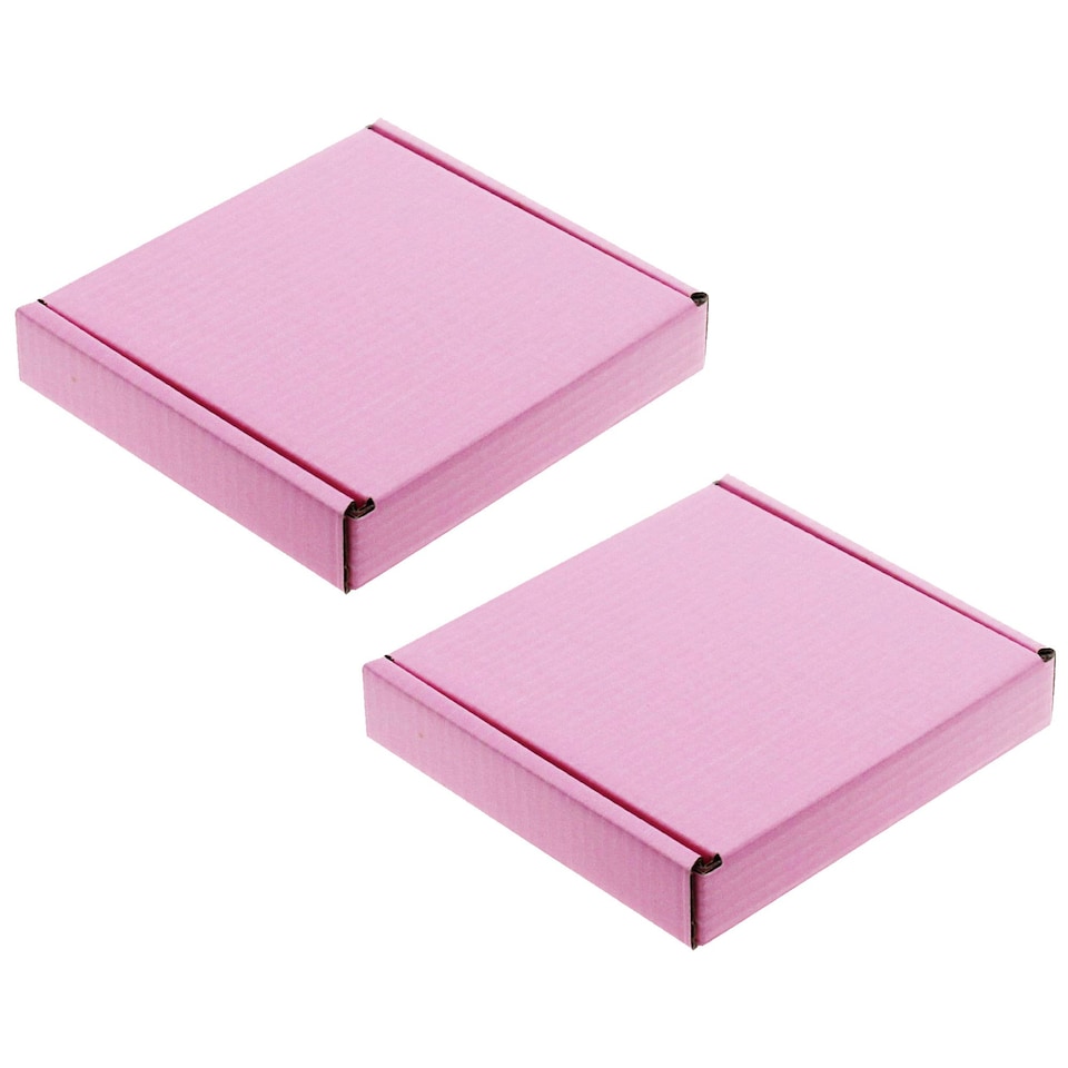 image 1 of 100 x Pink Mini (10cm x 10cm x 2cm) PIP Postal Shipping Large Letter Cardboard Boxes Pink