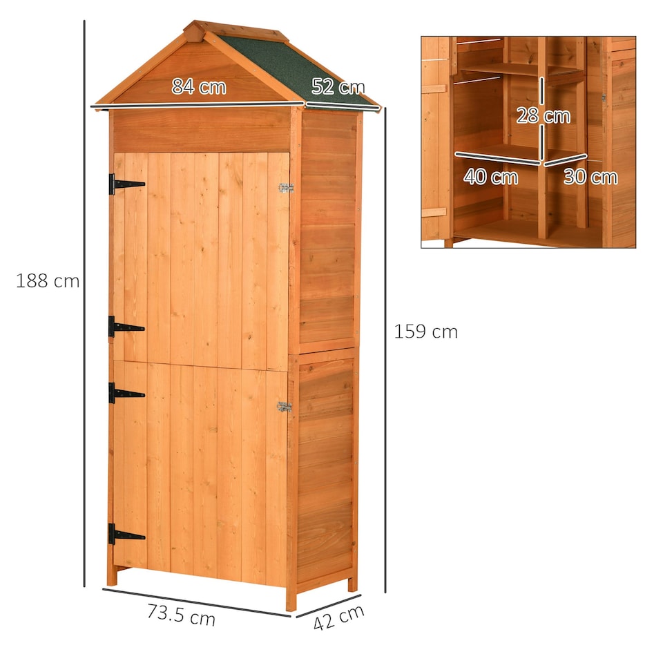 image 1 of Outsunny Garden Shed Outdoor Shelves Tool Storage Cabinet Orange