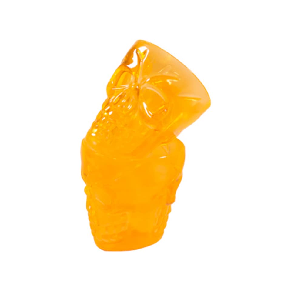 image 1 of Orange Skull Shaped Reusable Plastic Shot Glasses - Pack of 4