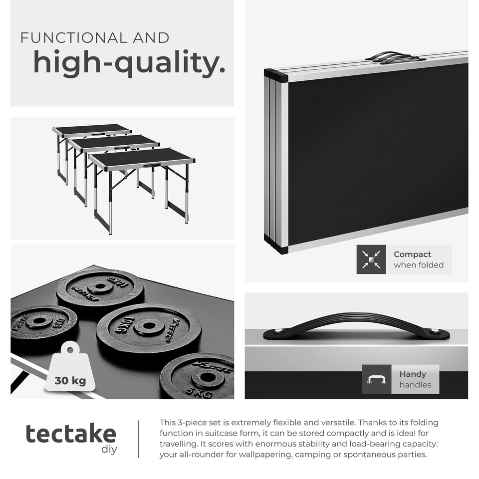 image 1 of Folding Table Trestle Camping Party Picnic BBQ Stall Garden Indoor Outdoor