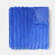 image 3 of OHS Faux Fur Ribbed Fleece Throw Over Bed Blanket Winter Warm Supersoft - 125 x 150cm | Blue | Cobalt Blue