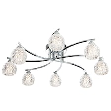 Maple 8 Light Flush Light Chrome, Moulded Clear Glass, G9