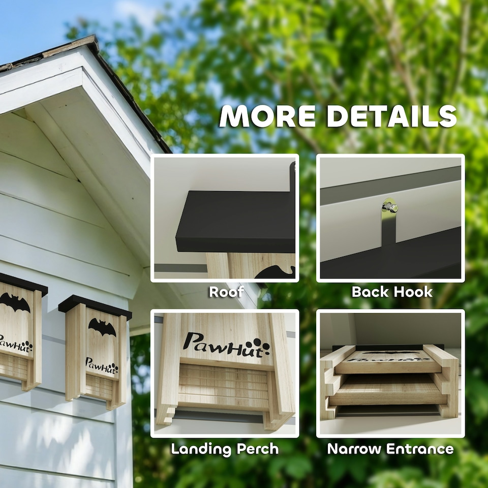 image 1 of PawHut 3PCs Bat Boxes Designed to Attract Bats, 18 x 6 x 22.5 cm