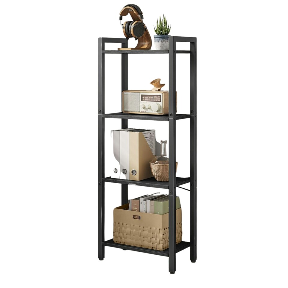 image 1 of 4 Tier Storage Standing Shelf Furniture Black Black | One Size