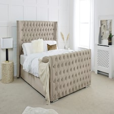 Meila Plush Double Bed Frame - Beige