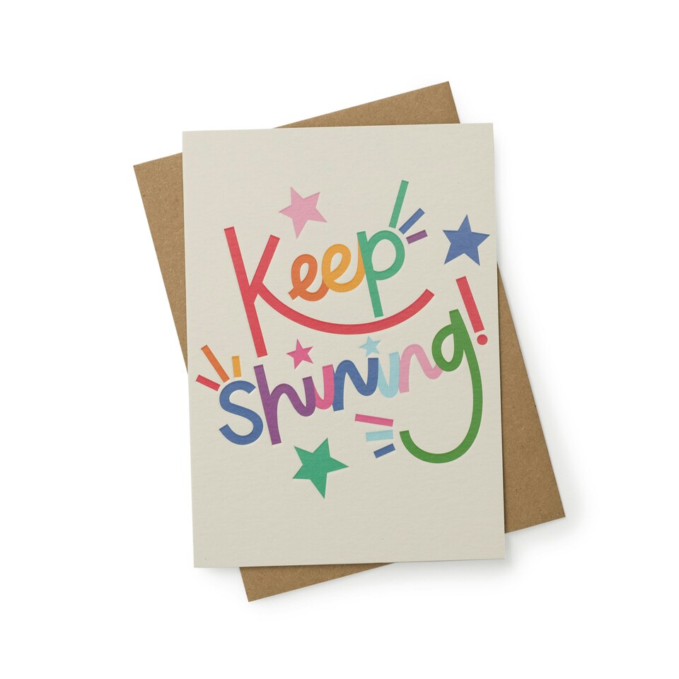 image 1 of Keep Shining Greeting Card for Him/Her/Them | Rainbow Letters Design