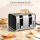 image 8 of HOMCOM Retro Kettle and Toaster Set with Temperature Gauge, 1.7L 3000W Rapid Boil Jug Kettle with Otter Thermostat, Limescale Filter, 4 Slice Toaster with 7 Browning Controls, Crumb Tray, Black | Black