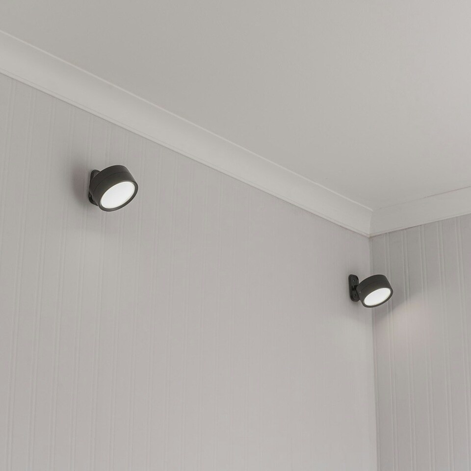 image 1 of ValueLights Marshall Pair of Matte Black Wall Light and Integrated LED 10W Warm White 3000K Bulb