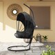 image 7 of Outsunny Hanging Egg Chair with Cushion and Retractable Canopy, Swing Hammock Chair with Adjustable Metal Stand, for Indoor and Outdoor, Grey