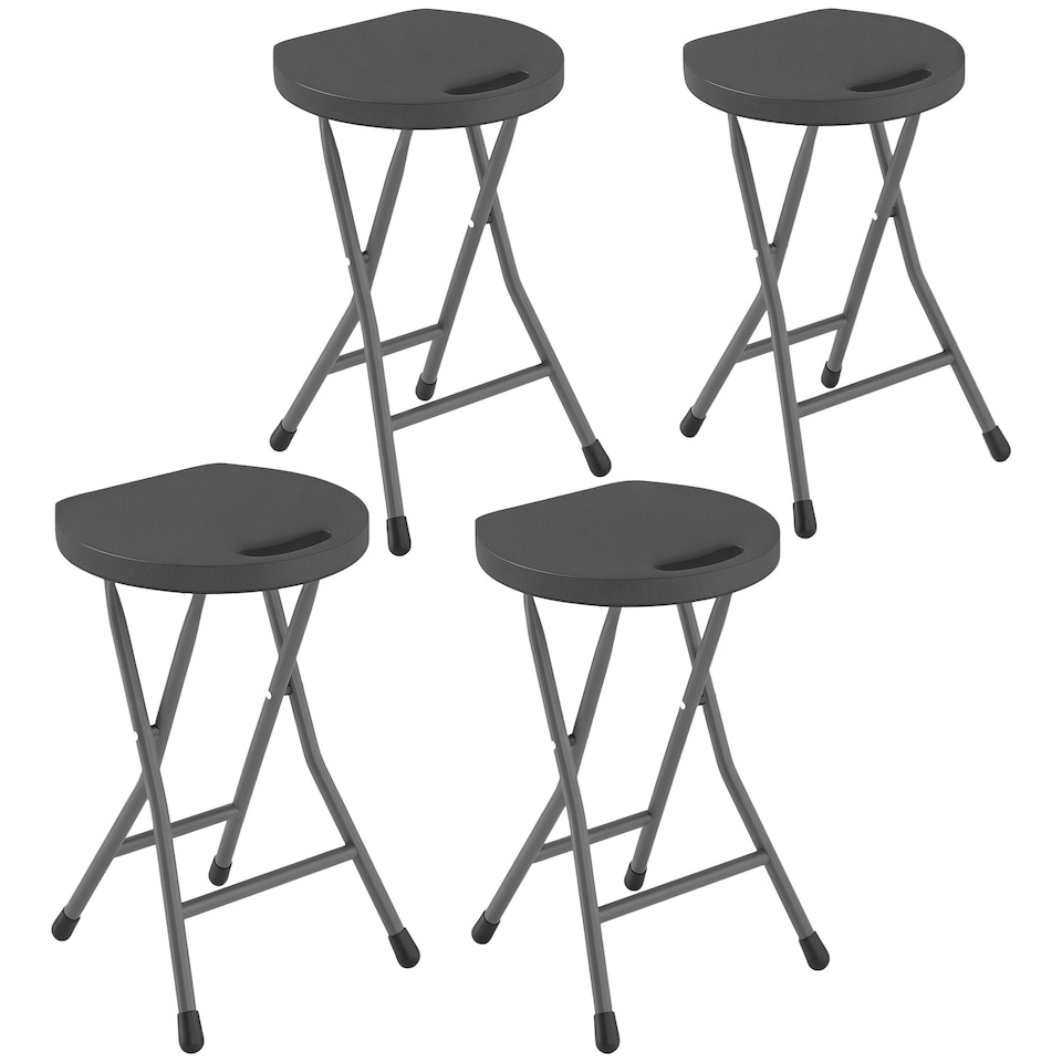 image 1 of Outsunny Folding Stool Set of 4, Decorative Garden Stool Set | Grey | One Size