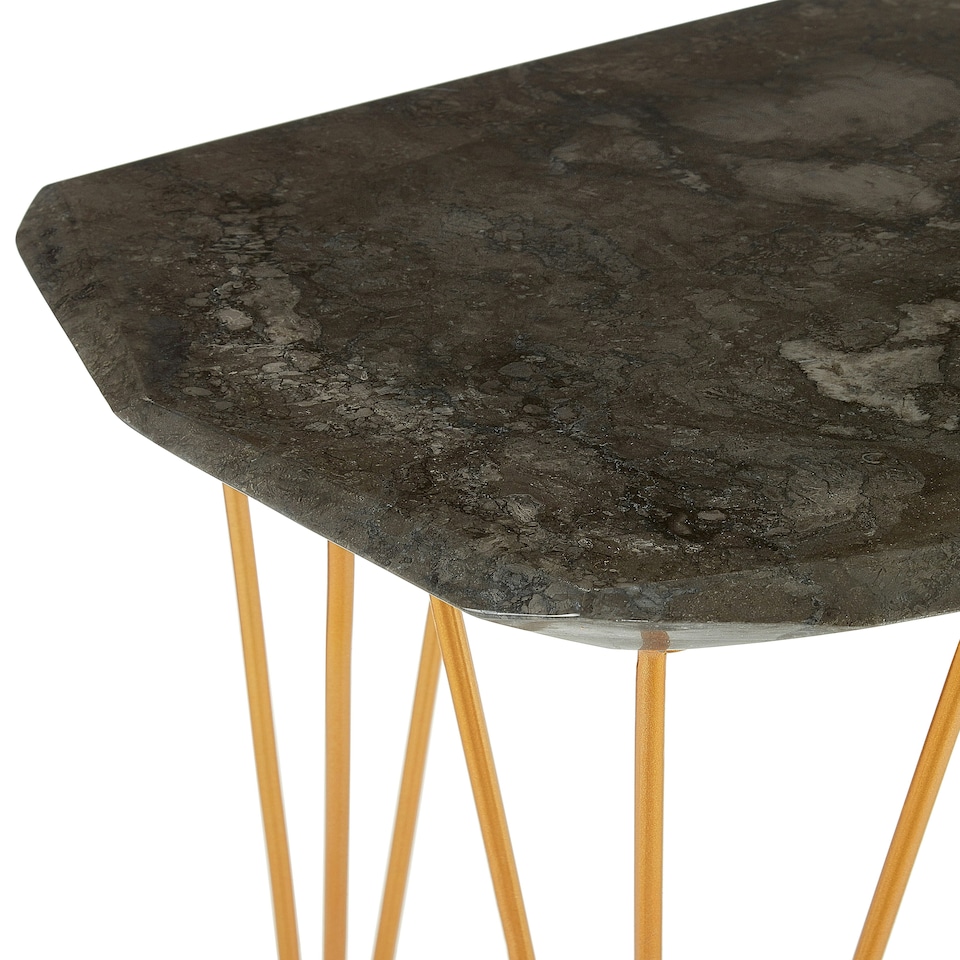image 1 of Durable Large Black Marble Top Side Table, Modern Metal Side Table, Chic Constructed Modern Side Table Black