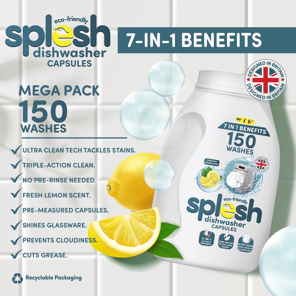 image 1 of Splesh Toilet Paper Original White 3-Ply 24 Rolls with 3in1 Dishwasher Tablets 150W