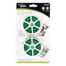 Green Blade 2pc Twist Tie Dispenser Set with Cutter - 25m - Green