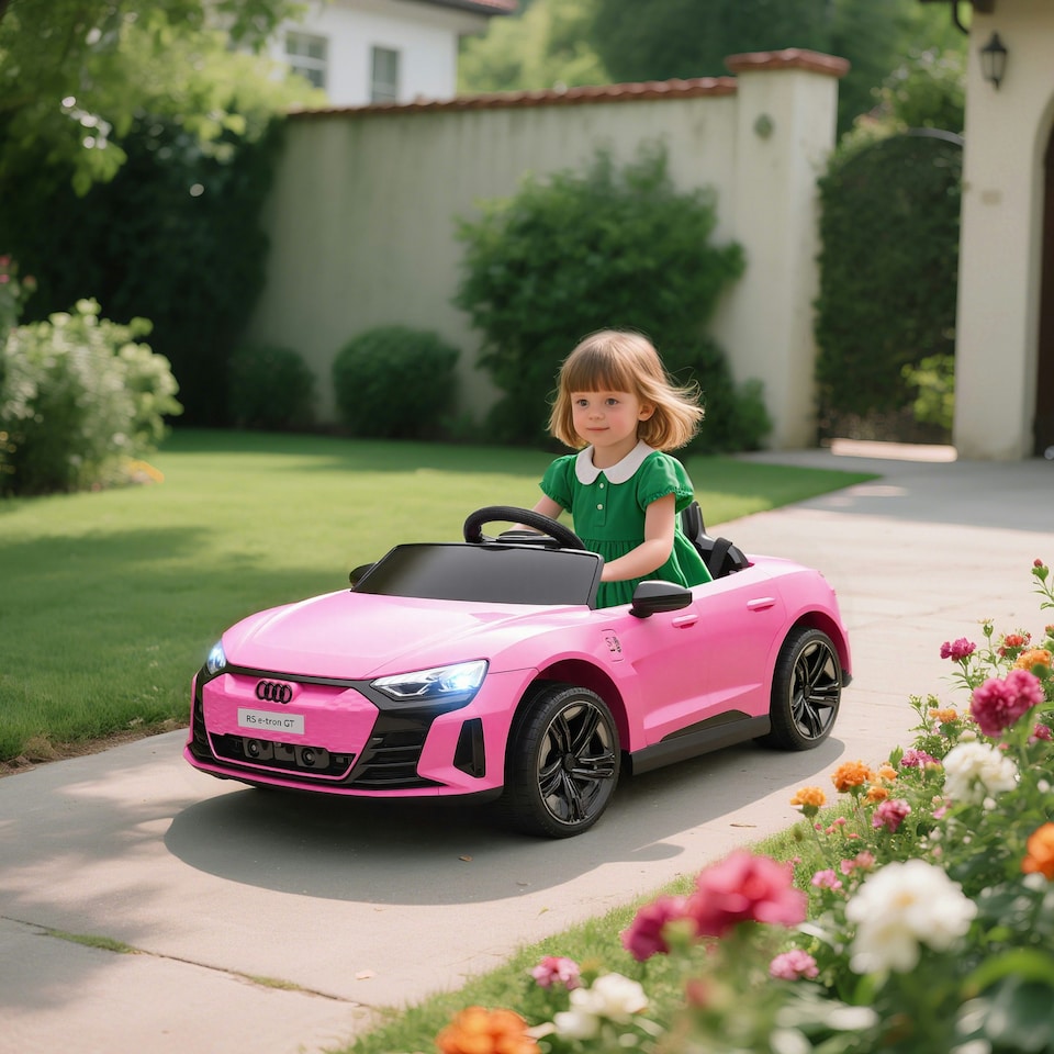 image 1 of HOMCOM Audi RS e-tron GT Licensed 12V Kids Electric Ride on W/ Remote, Pink