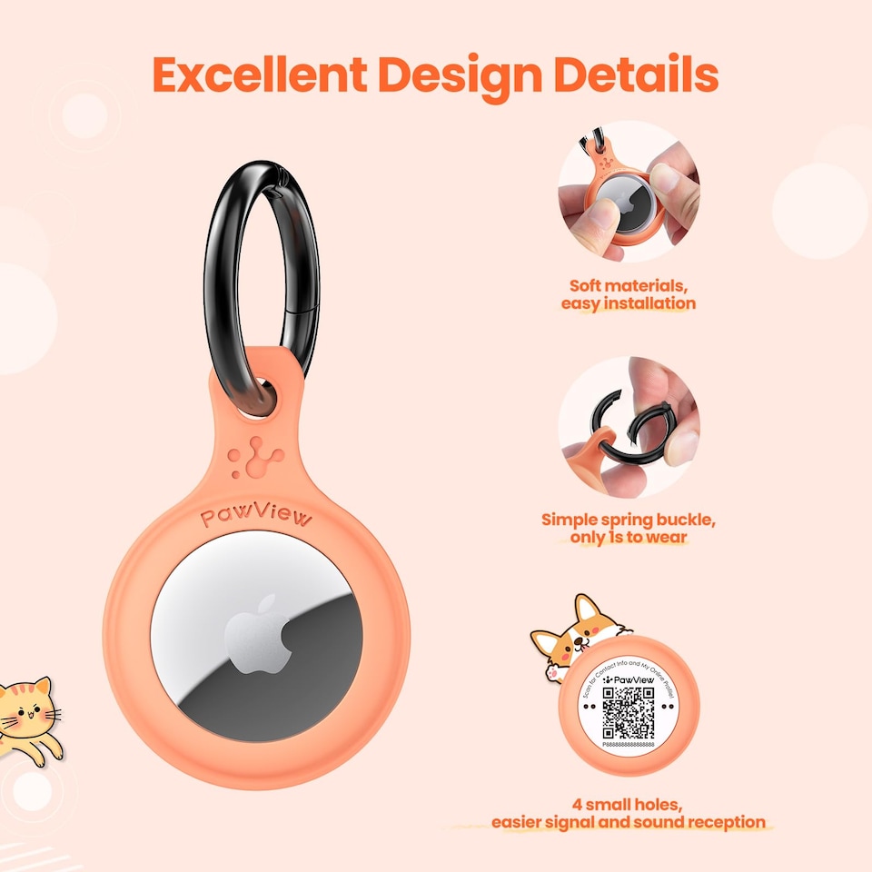 image 1 of AirTag Holder & Collar for Pets GPS Tag & App with Smart QR ID
