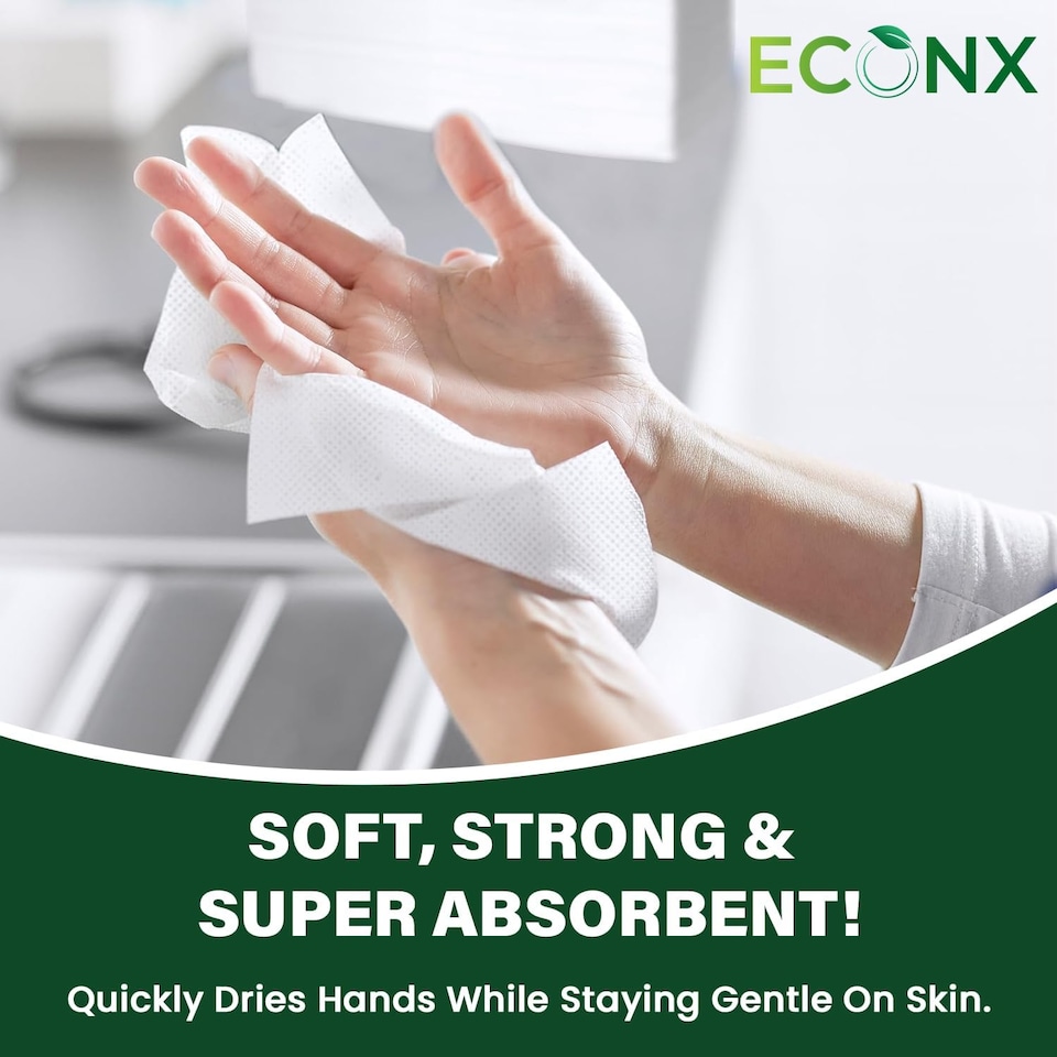 image 1 of ECONX Z-Fold Paper Hand Towels White 2 Ply Disposable Hand Towels Box of 3000