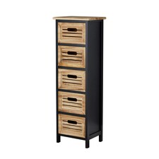 Solid Wooden Storage Chest Of Drawers Organiser Rustic Fully Assembled Multi | 5 Drawer Black Oak