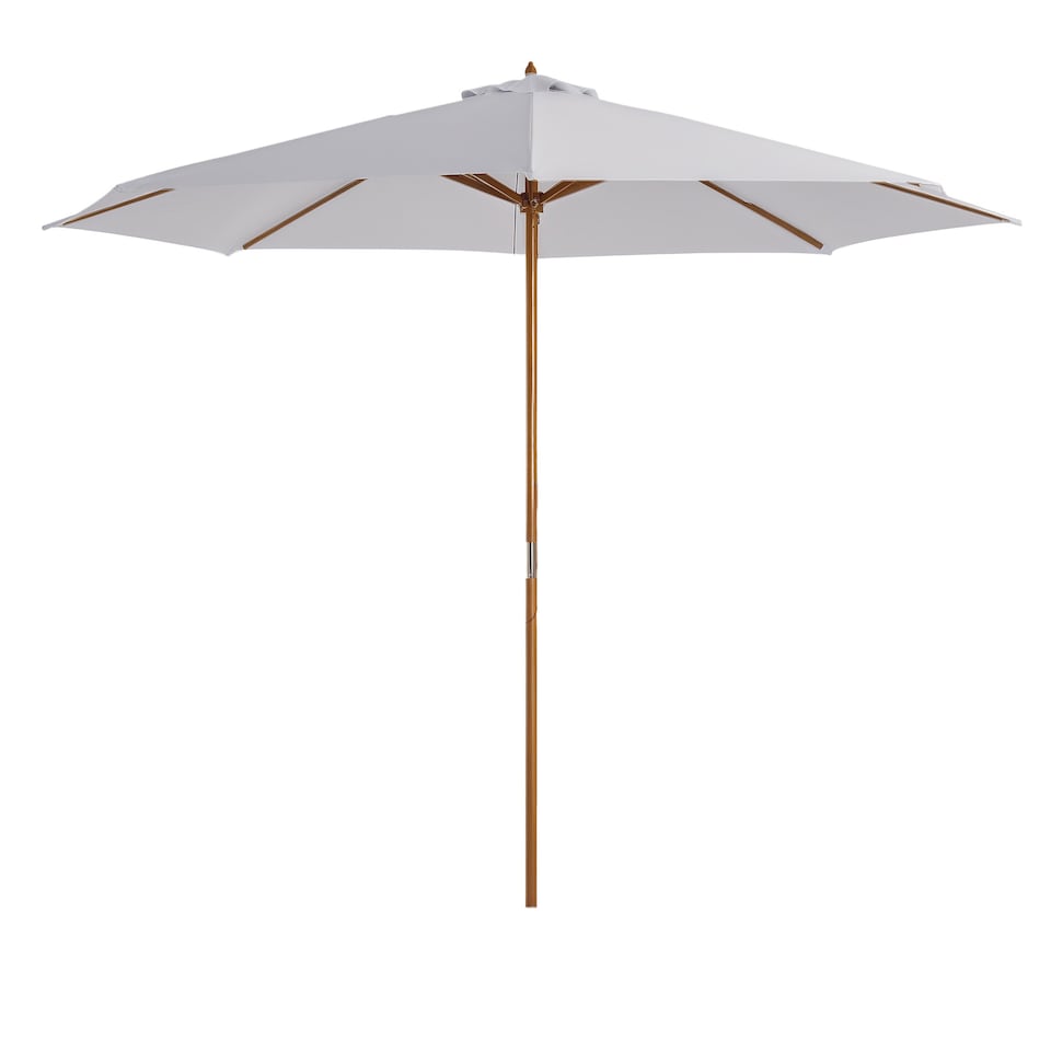 image 1 of Outsunny 3(m) Wooden Garden Parasol Sun Shade Outdoor Umbrella Canopy White