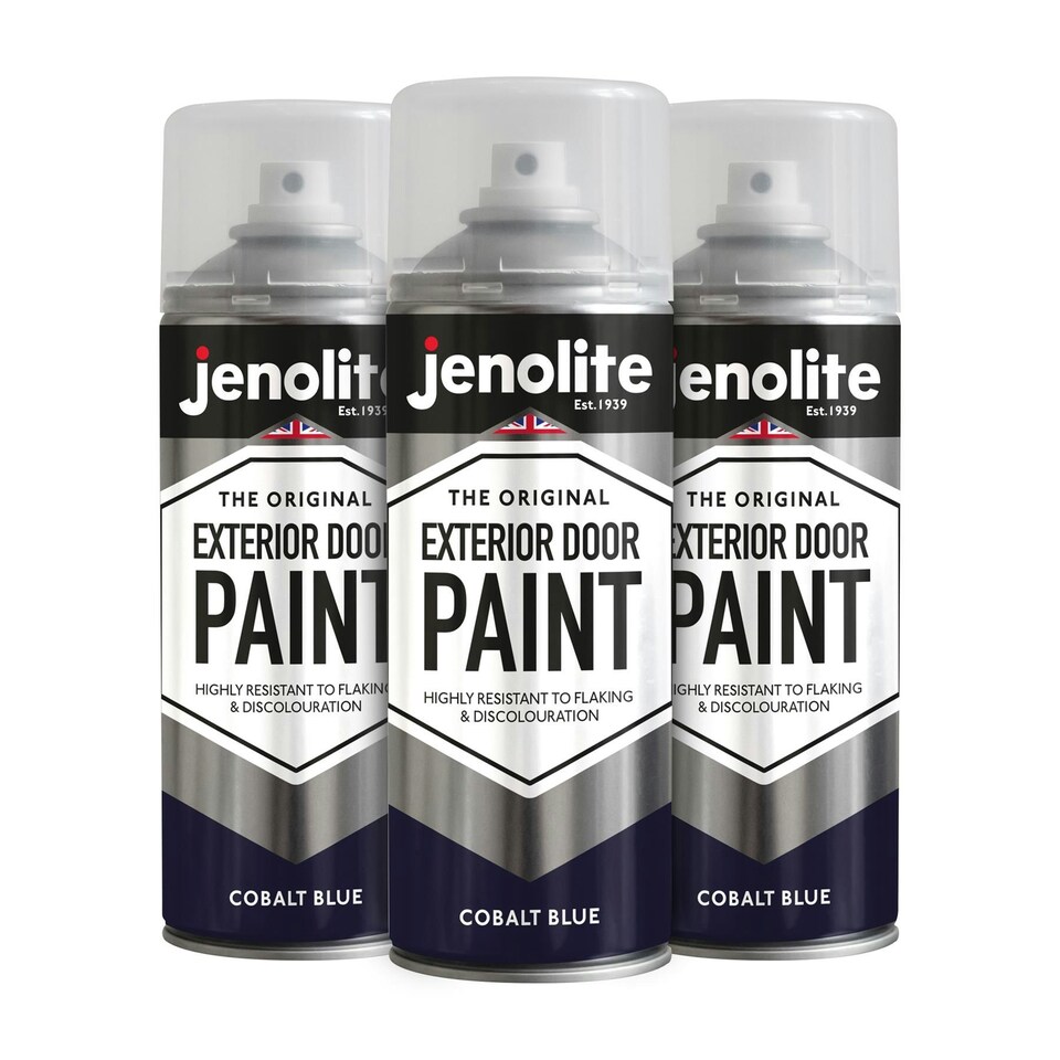 Jenolite Exterior Door Paint - Cobalt Blue - 400ml Spray Can - 3-Pack