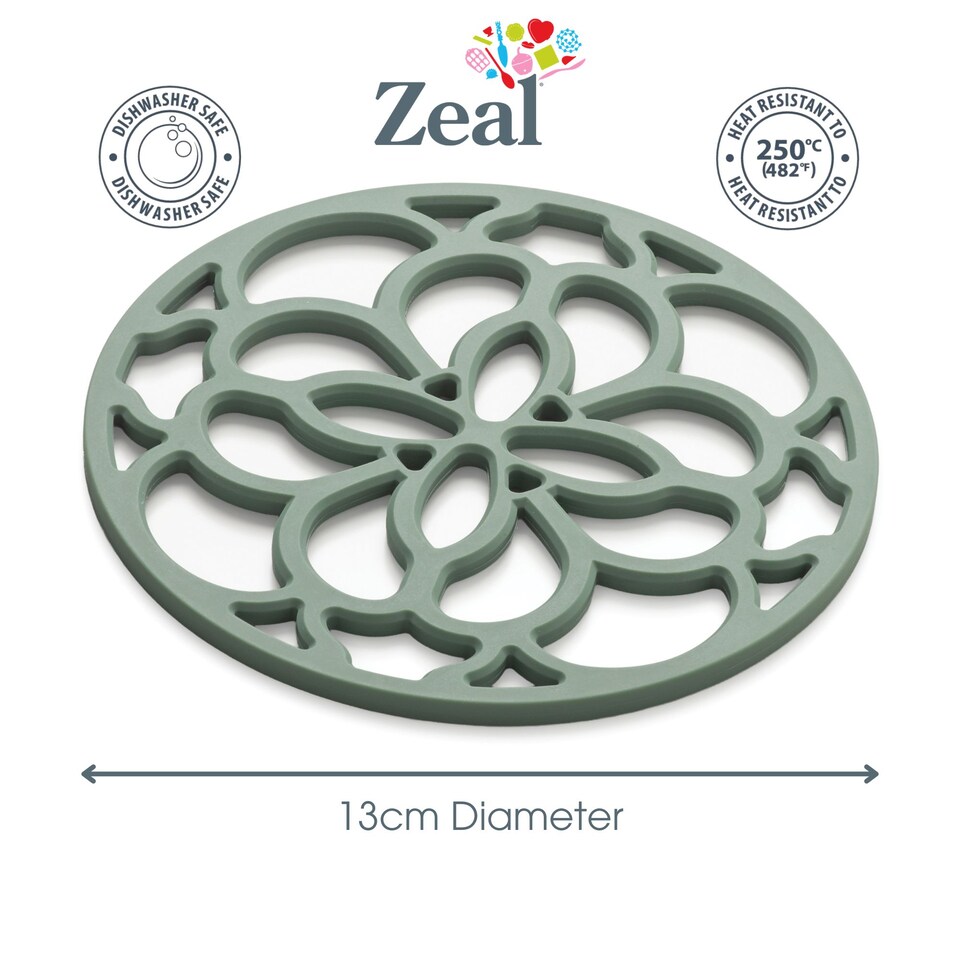 image 1 of Zeal Mini Silicone Heritage Circular Trivet, 13cm, Dark Sage