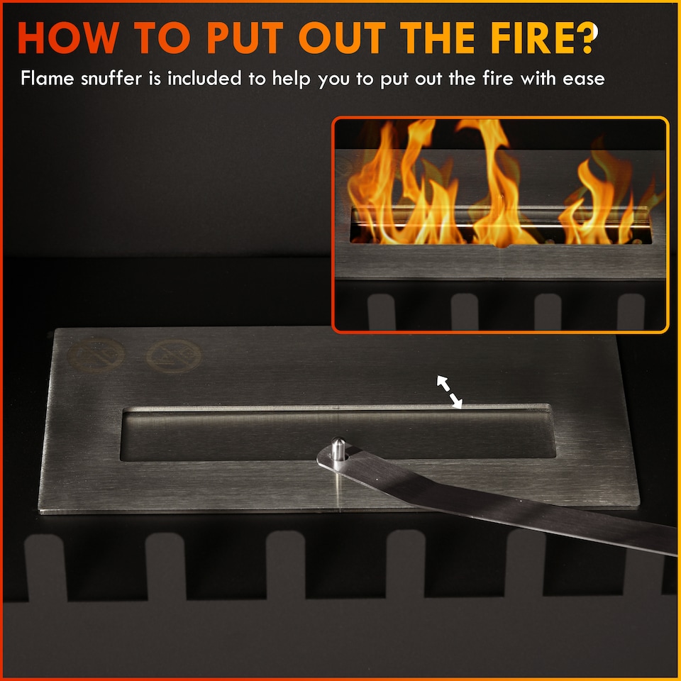image 1 of HOMCOM Ethanol Fireplace Stove Freestanding Bioethanol Fire w/ 0.9L Tank Black