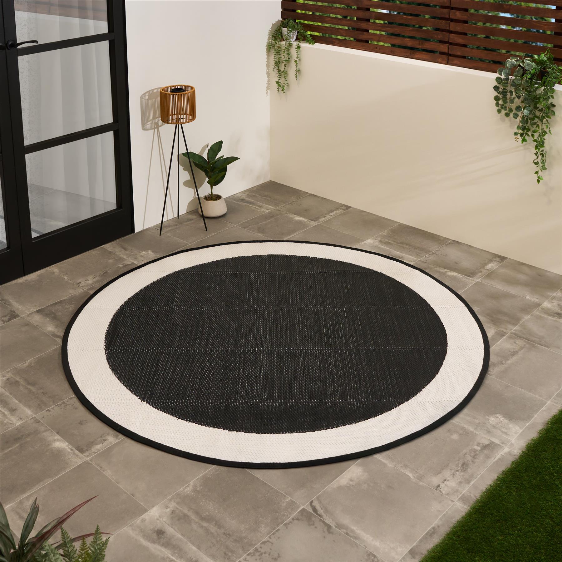 OHS Contrast Border Reversible Outdoor Garden Rug Waterproof Area