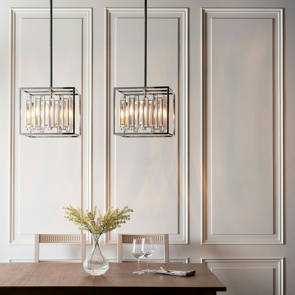 image 1 of Acadia 4 Light Ceiling Pendant Chrome Plate & Clear Crystal Glass, E14